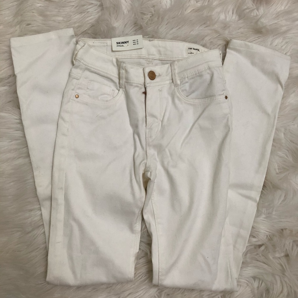 Zara Trafaluc White Skinny Jeans Sz 00 32 New